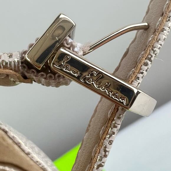 NIB Sam Edelman Yaro Block Heel Sandal Jute Gold sz 10.5 Party Cocktail Wedding - Picture 8 of 12